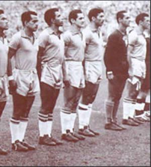 Сборная Бразилии в матче со сборной СССР (слева направо): Беллини, Диди, Пеле, Загалло, Гарринча, Зито, Вава, Орландо, Нилтон Сантос, Жилмар, Де Сорди.